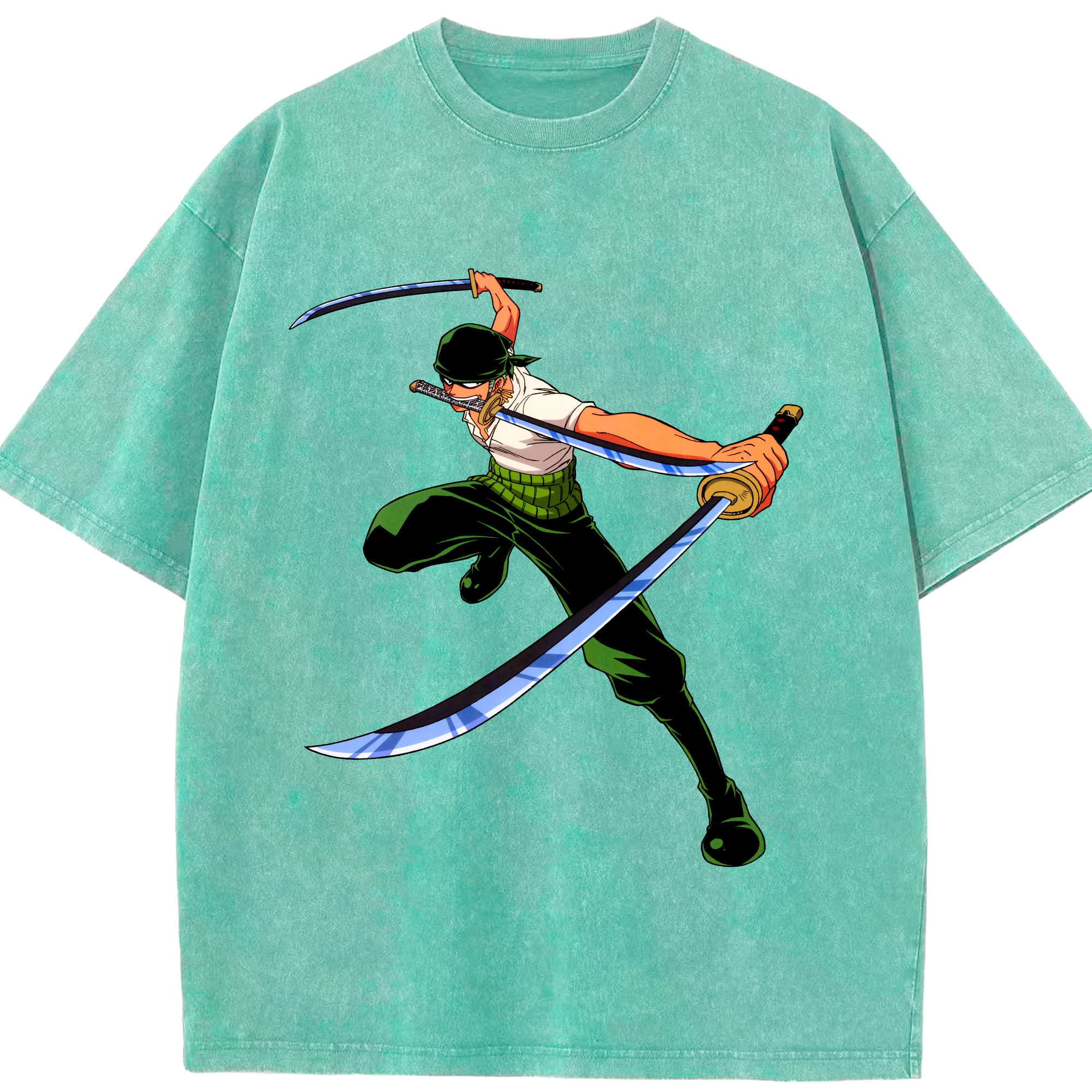 ワンピース ロロノア・ゾロ ONE PIECE Roronoa Zoro 綿100% ヴィンテージ風 半袖Tシャツ（フロントプリント）